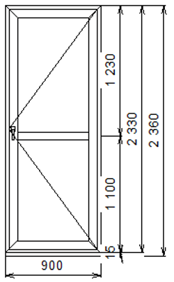 Дверь из ПВХ 2330 х 900