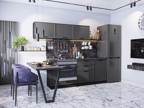 Прямая модульная кухня Фрейм-01 Stormy Silk - Graphite 1782*2300*600