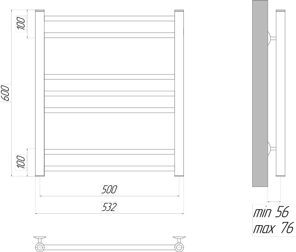 Полотенцесушитель электрический Lemark Ursus LM72607Е П7 500x600, левый/правый, хром