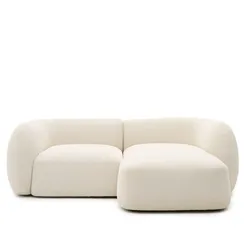 Модульный 2-местный диван Martina из флиса цвета экрю с правым шезлонгом 230 см