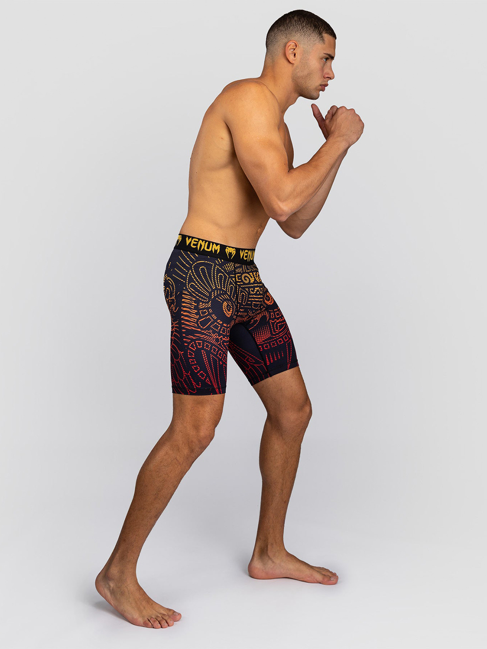 Шорты компрессионные Venum Quetzal Fury Black/Fury Red/Tangerine