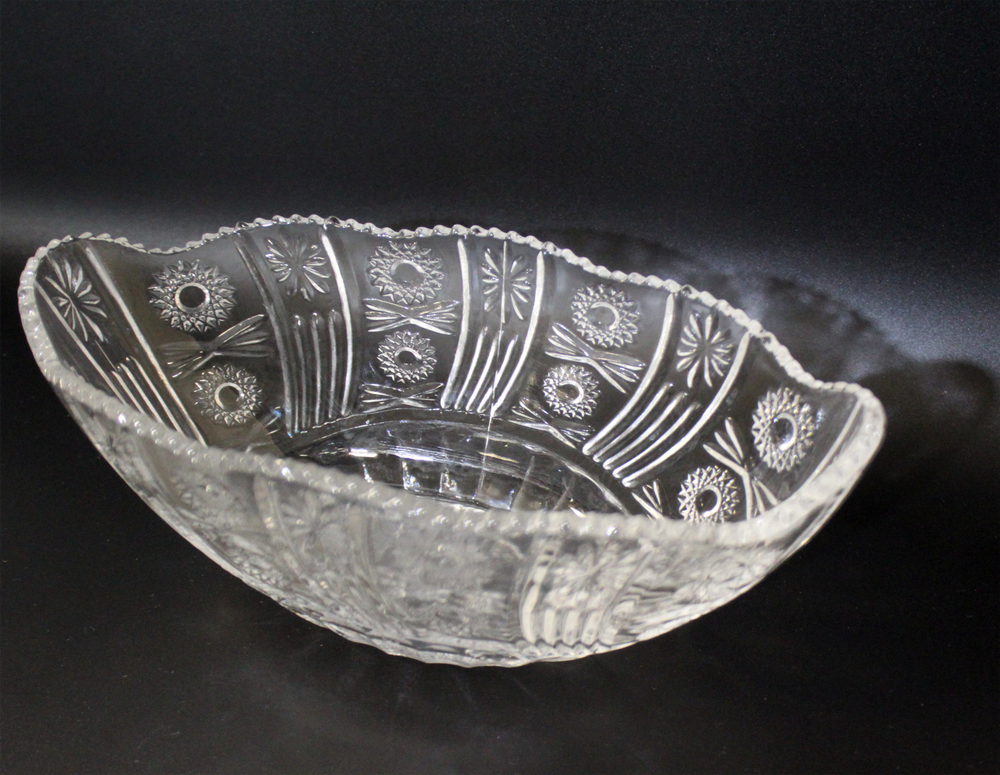 Салатник, фруктовница из хрусталя СССР, алмазная грань ,винтаж, 1960-1980 гг.