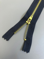 Молния метал, 20см №5 не разъем джинс синий темный/золото