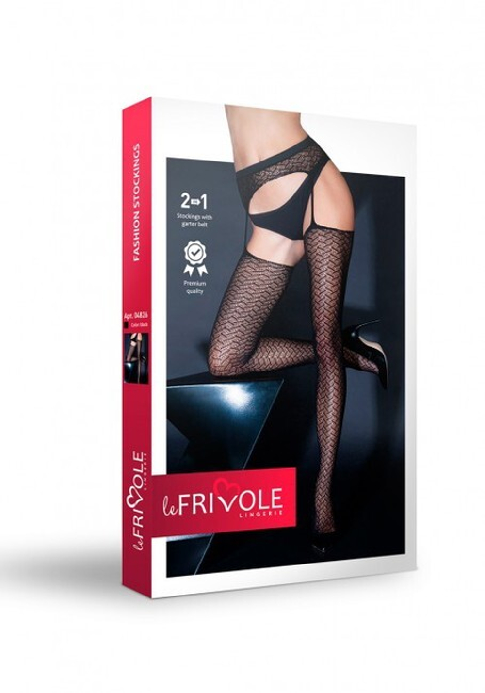 Черные колготки с имитацией чулок Le Frivole SM (2/3) (Цвет: черный)