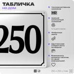 Адресная табличка с номером дома 250, на фасад и забор, белая, Айдентика Технолоджи