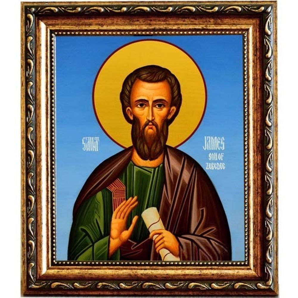 Иаков Зеведеев апостол, брат Иоанна Богослова. Икона на холсте.