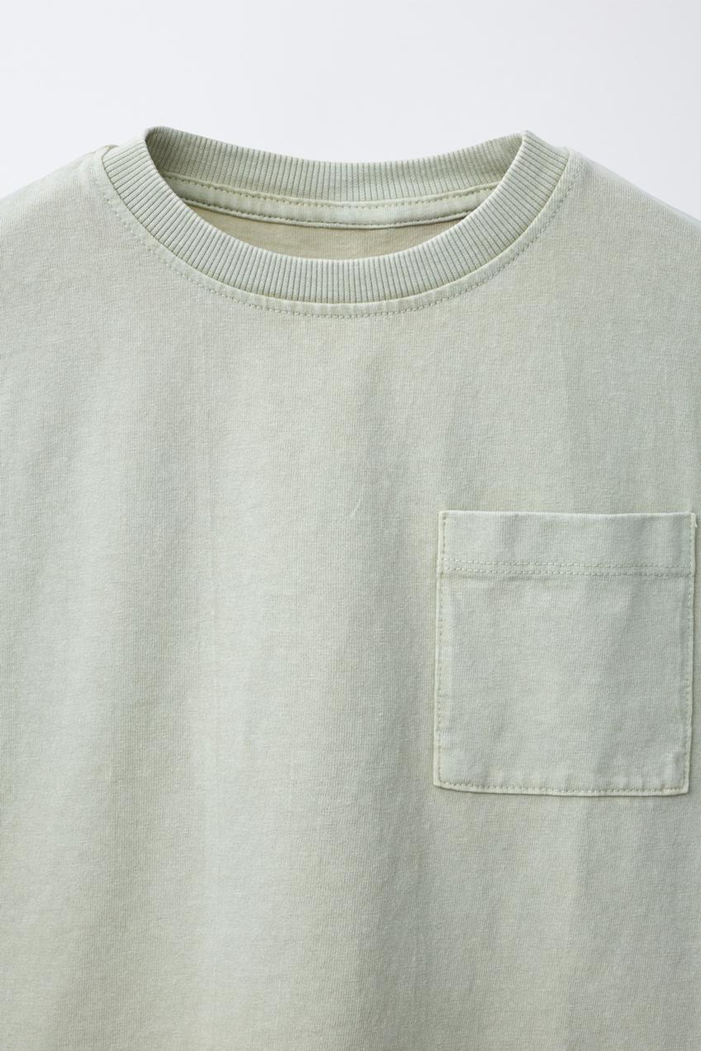 ZARA ФУТБОЛКА С КАРМАНОМ, ХАКИ