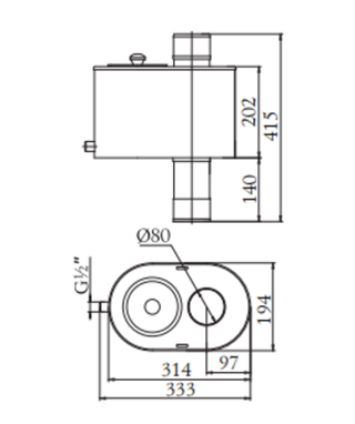 Бак ИЛЬМЕНЬ 9л, самоварного типа, Ø80, G1/2