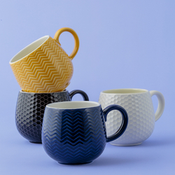 Кружка embossed, 350 мл, горчичная