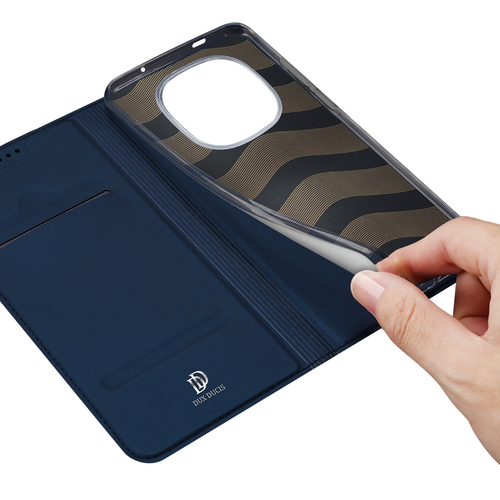 Чехол книжка из кожи синего цвета для Xiaomi Redmi Note 15 Pro Plus 5G и Poco M8 Pro 5G, серия Skin Pro Series от Dux Ducis