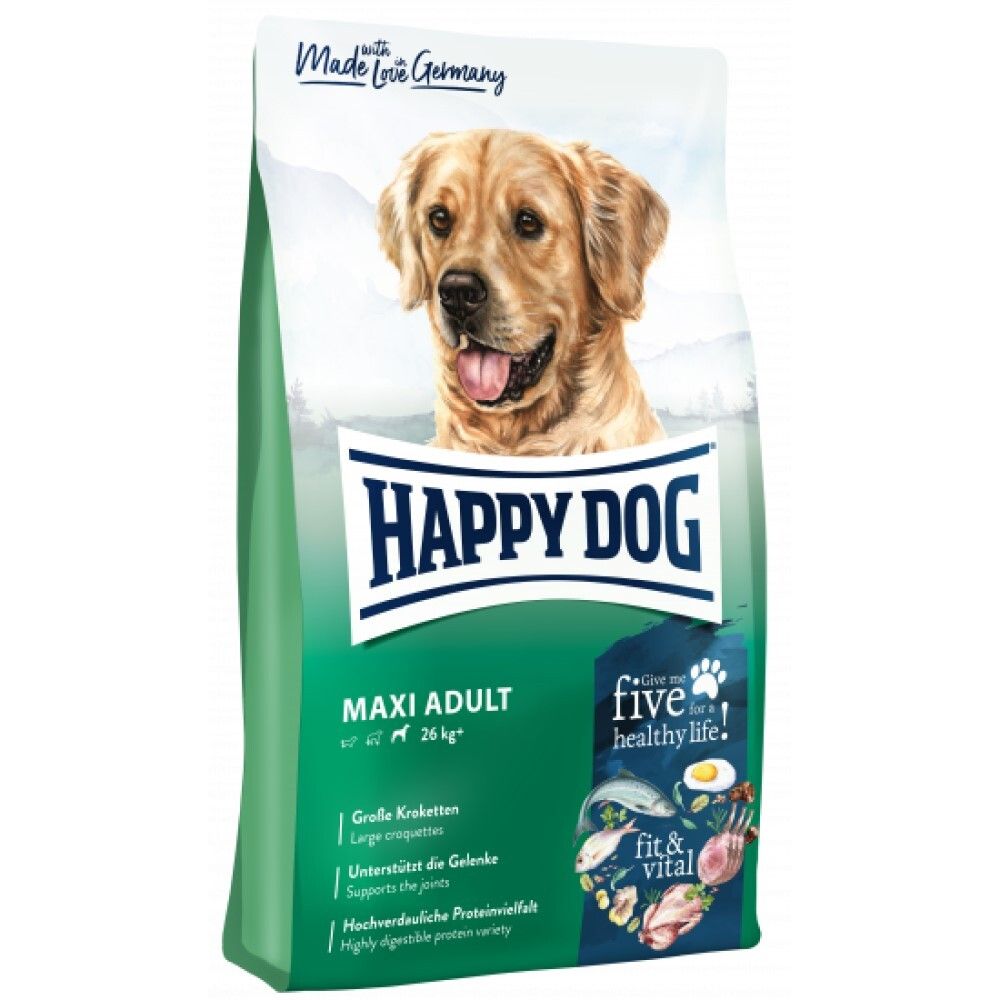 Happy Dog Fit&amp;Vital Maxi Adult - корм для собак крупных пород с птицей, ягненком и рыбой