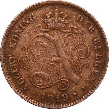 2 сантима 1919 Бельгия (Надпись на голландском - ALBERT KONING DER BELGEN)