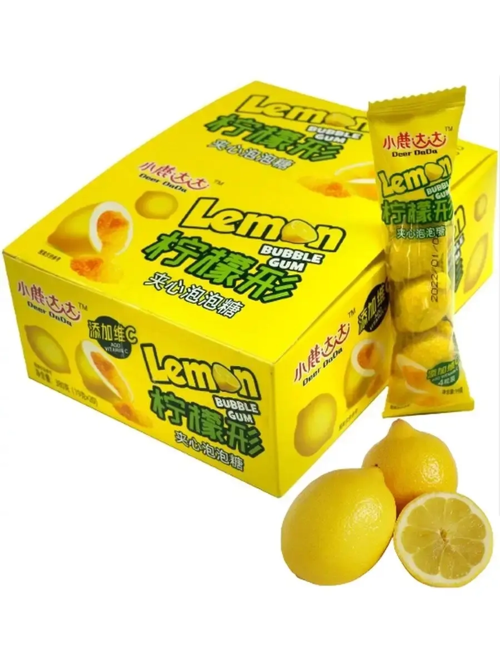 Жевательная резинка фруктовая Лимон с начинкой 19 г * 20 шт