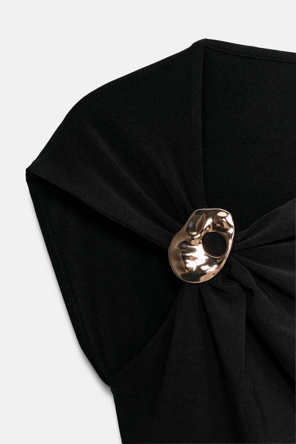ZARA ТОП СО СБОРКАМИ И ФУРНИТУРОЙ, ЧЕРНЫЙ