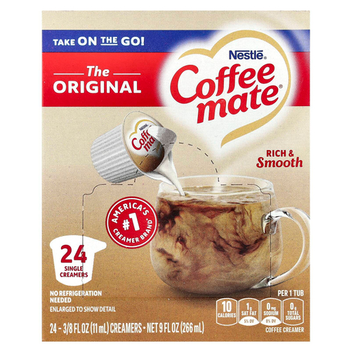 Coffee Mate, жидкие сливки для кофе, оригинальный вкус, 24 шт.