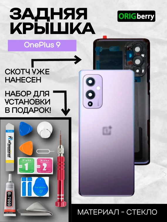 Задняя крышка для OnePlus 9 фиолетовая (Winter mist) со стеклом камеры
