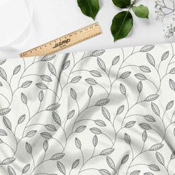 Ткань атлас листочные силуэты