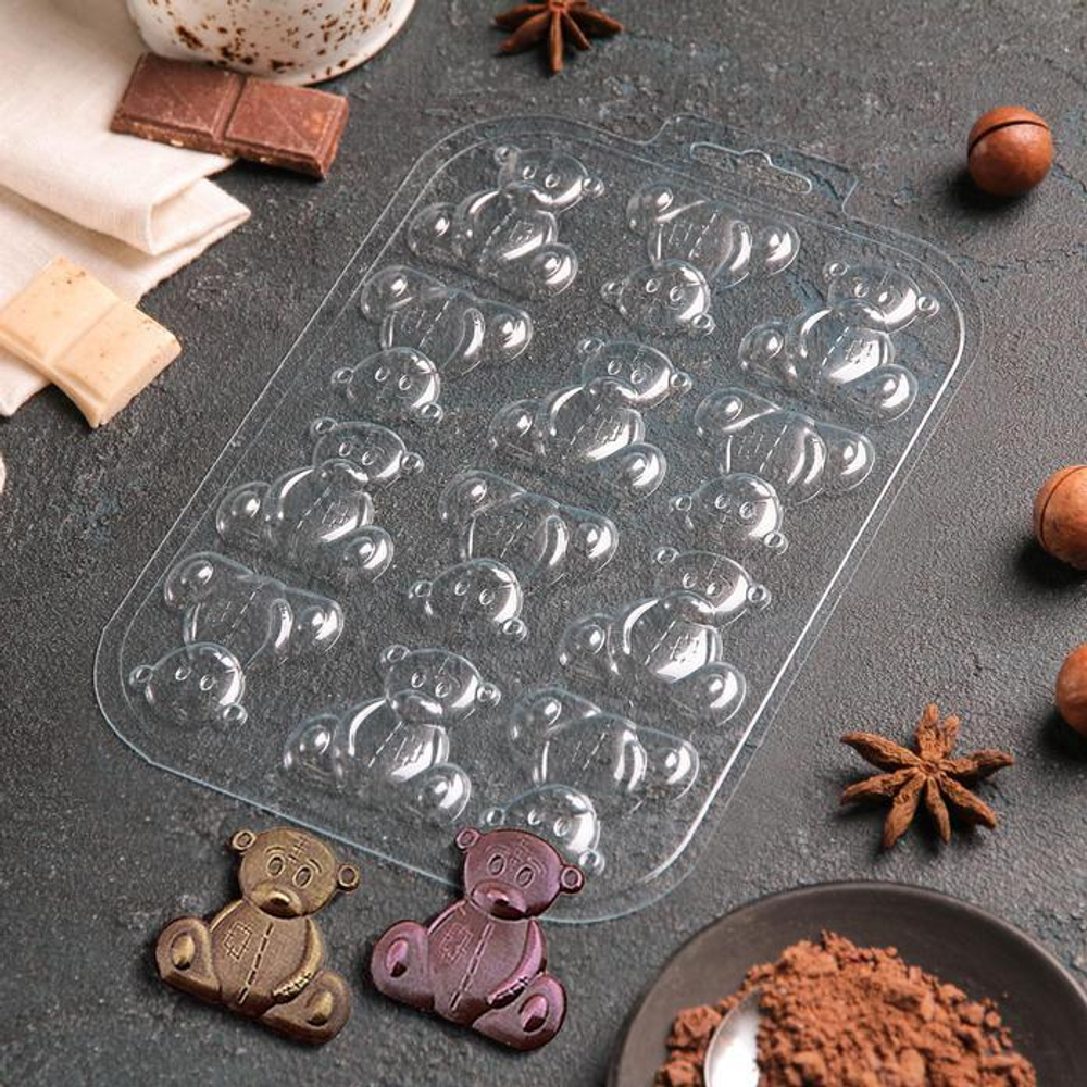 Форма для шоколада "Игрушечные медведи"