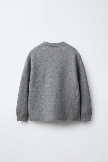 ZARA МЯГКИЙ ТРИКОТАЖНЫЙ ДЖЕМПЕР С ШЕРСТЬЮ, СЕРЫЙ