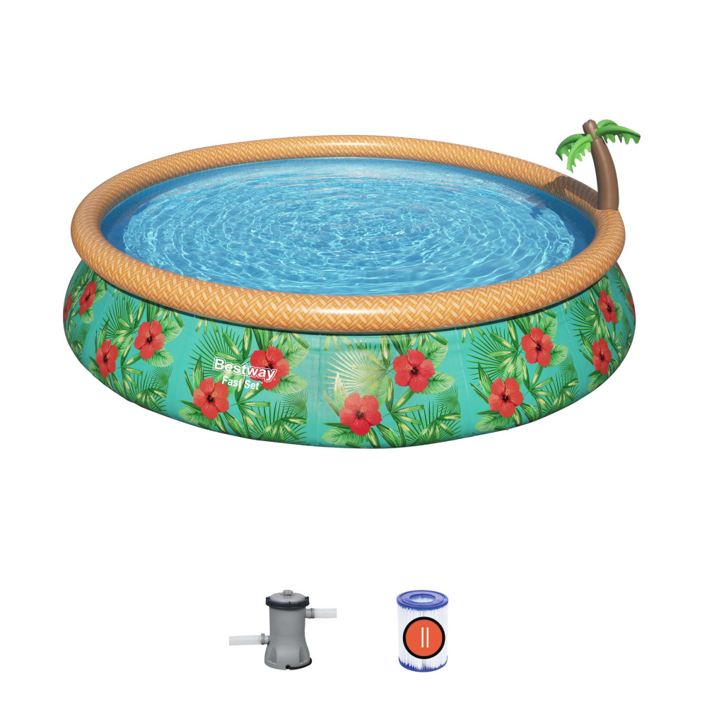 Бассейн надувной Bestway Fast Set Paradise Palms 457х84 см + фильтр-насос 2006 л/ч (57416 BW)