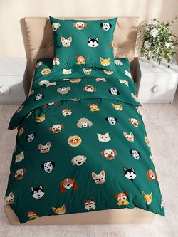Постельное белье сатин Milky Garden "Dogs " 1,5-сп Наволочка 70х70 см 1 шт Простынь 150x215 см Пододеяльник 145x215 см