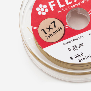 Японский ювелирный тросик FLEXY 7 диаметр 0,35мм, цвет "Сатиновое золото"