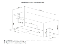 Акриловая ванна Aquanet (Акванет) Aura 180x70 с каркасом