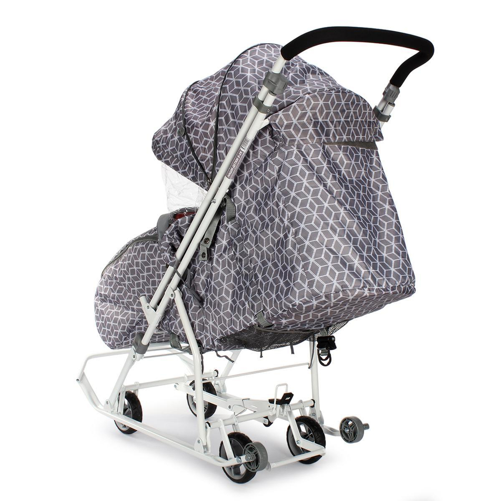Санки-коляска "Наши Детки 3-1К" с ромбиками серый