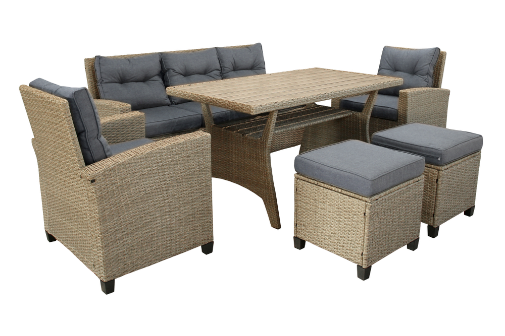 Набор мебели Garden Story Морис 2 уп.(ротанг серый, подушки серые)