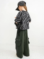 Штаны для девочки карго с карманами