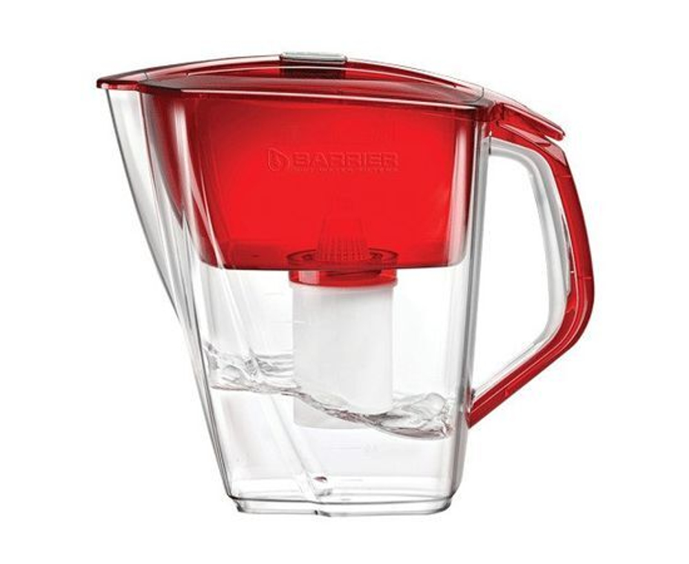 Фильтр для воды кувшин БАРЬЕР Гранд Нео XL, для большой семьи, предотвращает накипь, улучшает вкус, механический индикатор, объем 4,2 л, ресурс 350 л, цвет рубин, кассета Жесткость в комплекте