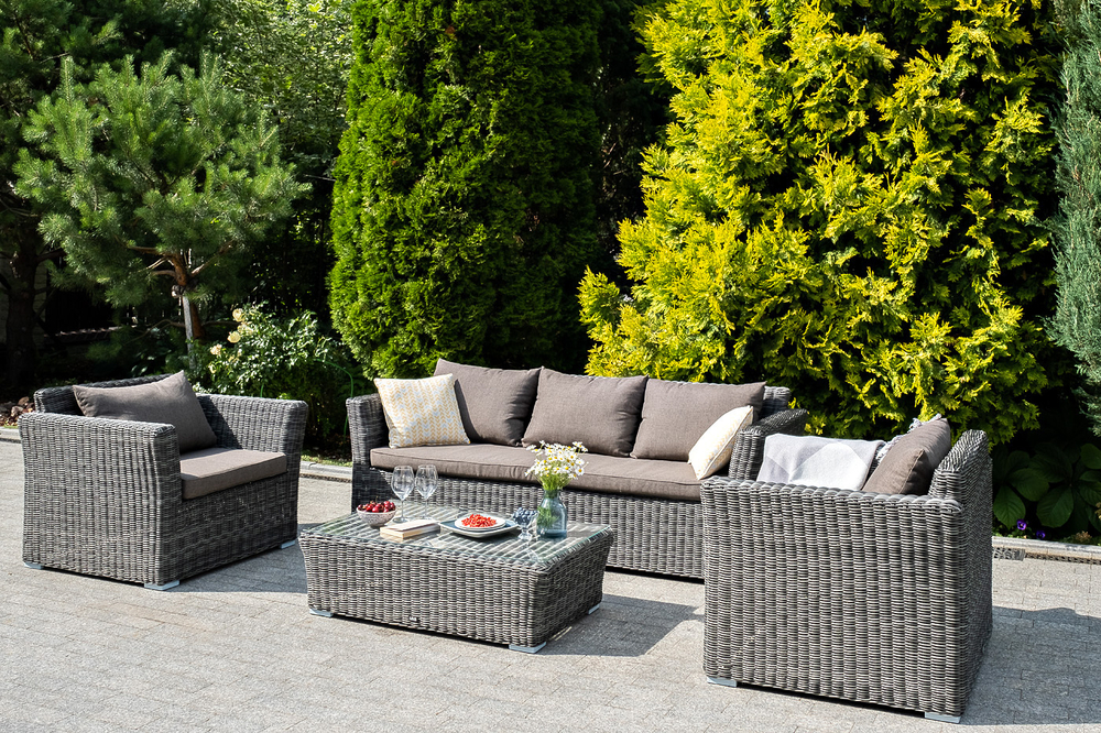 "Капучино" лаунж-зона из искусственного ротанга, цвет графит