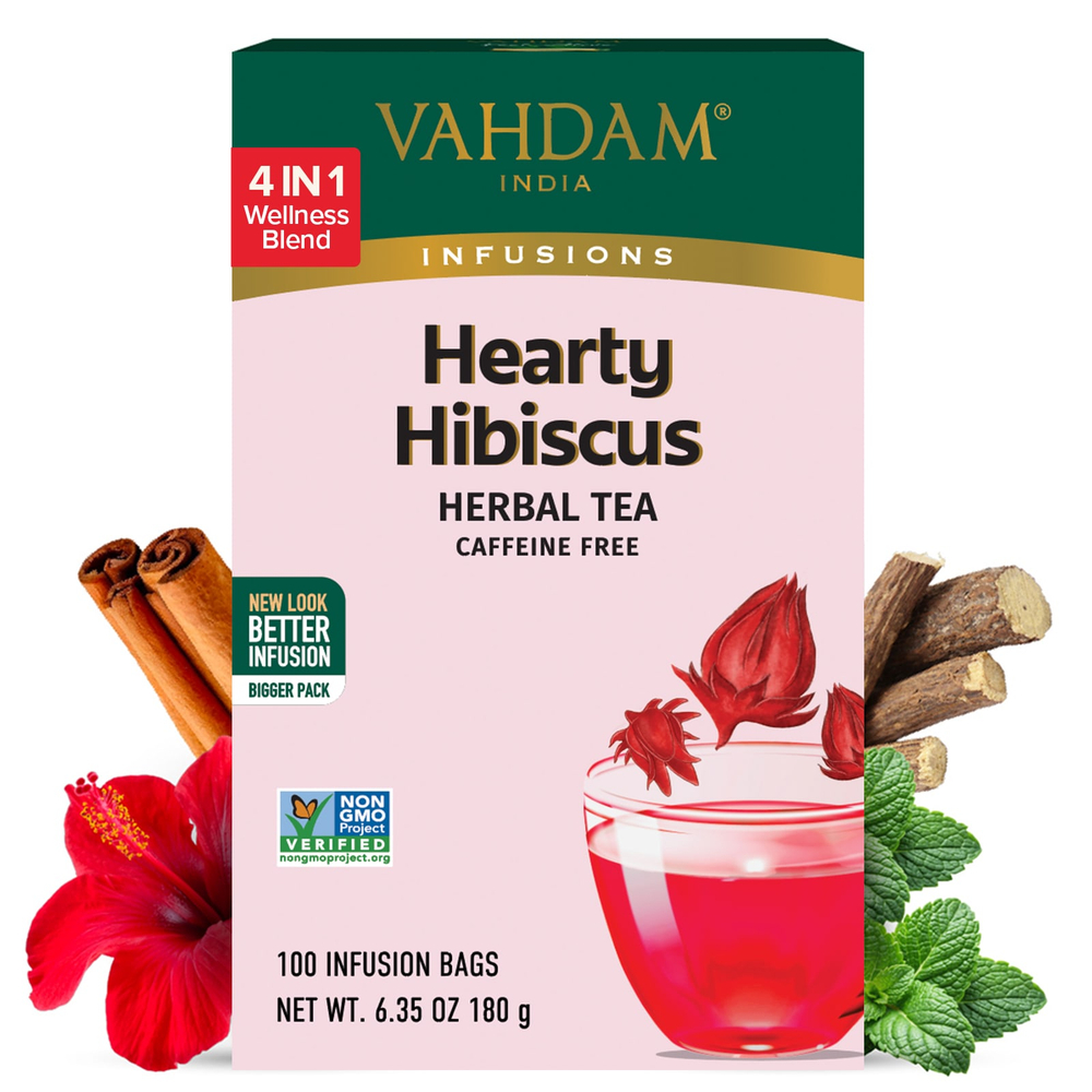 VAHDAM India, Infusions, травяной чай, гибискус, без кофеина, 100 пакетиков для заваривания, 180 г (6,35 унции)