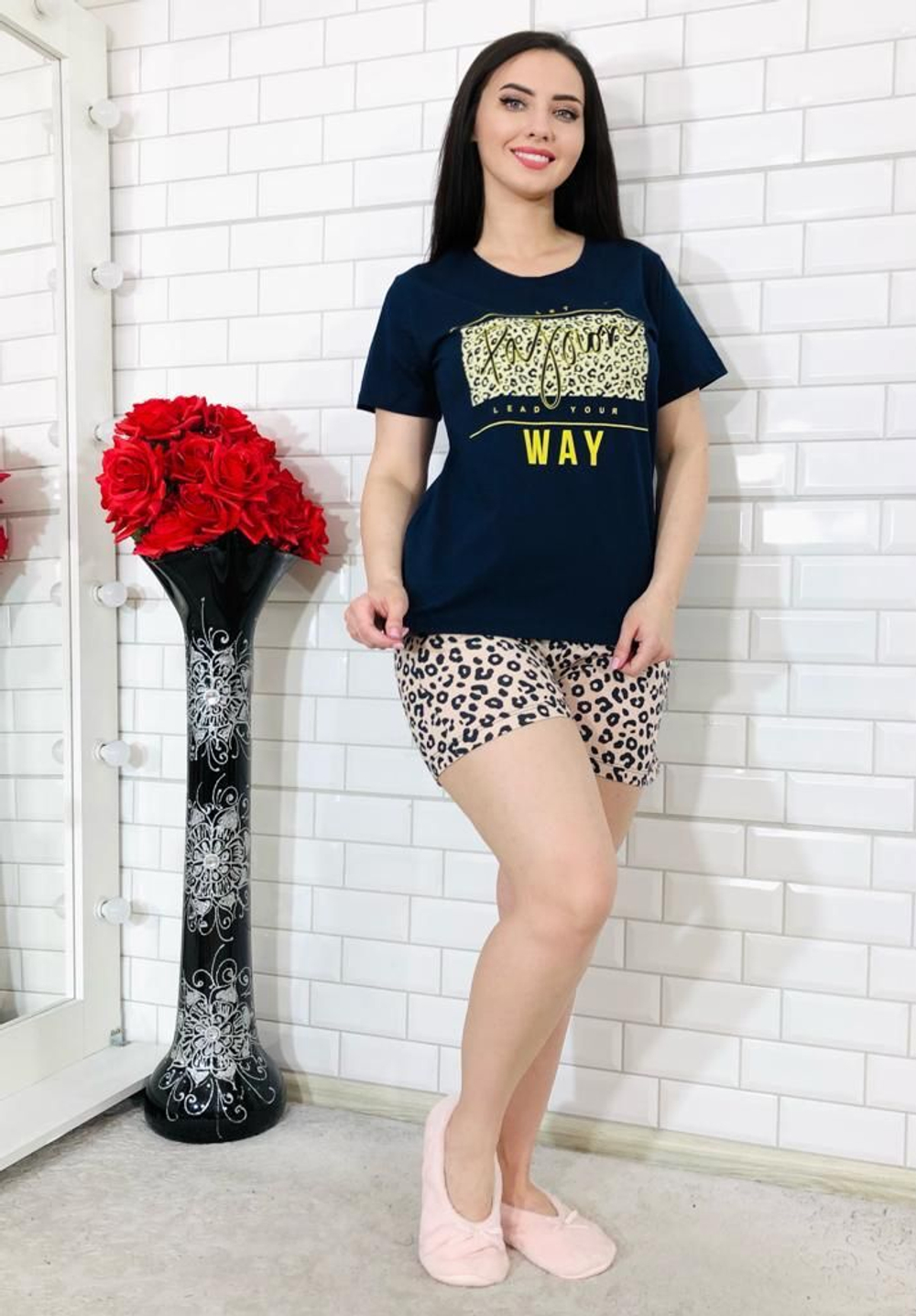 Пижама женская шорты+футболка П0005 норма