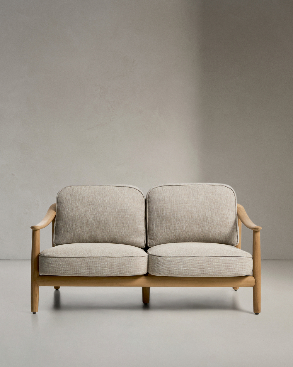 Уличный 2-х местный диван Elunda из тикового дерева и бежевой веревки