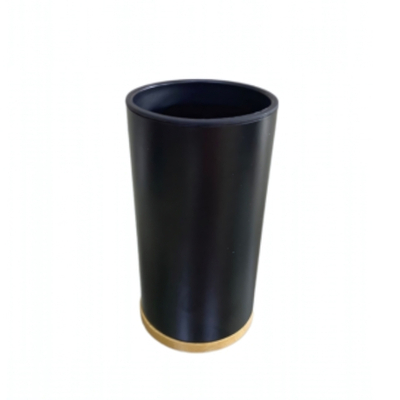 Стакан для зубных щеток настольный черный матовый (сталь, бамбук)