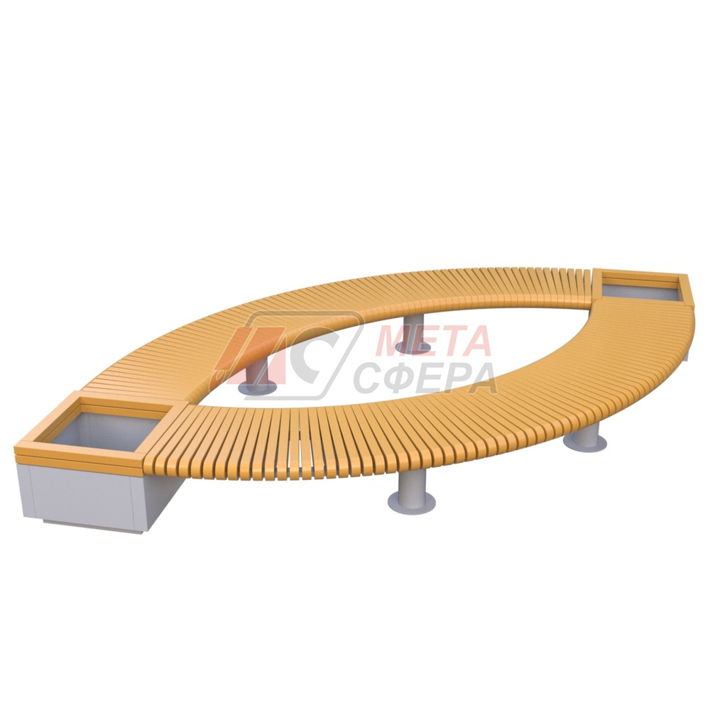 Лавка Rail Road 01 Лист с 2-мя вазонами