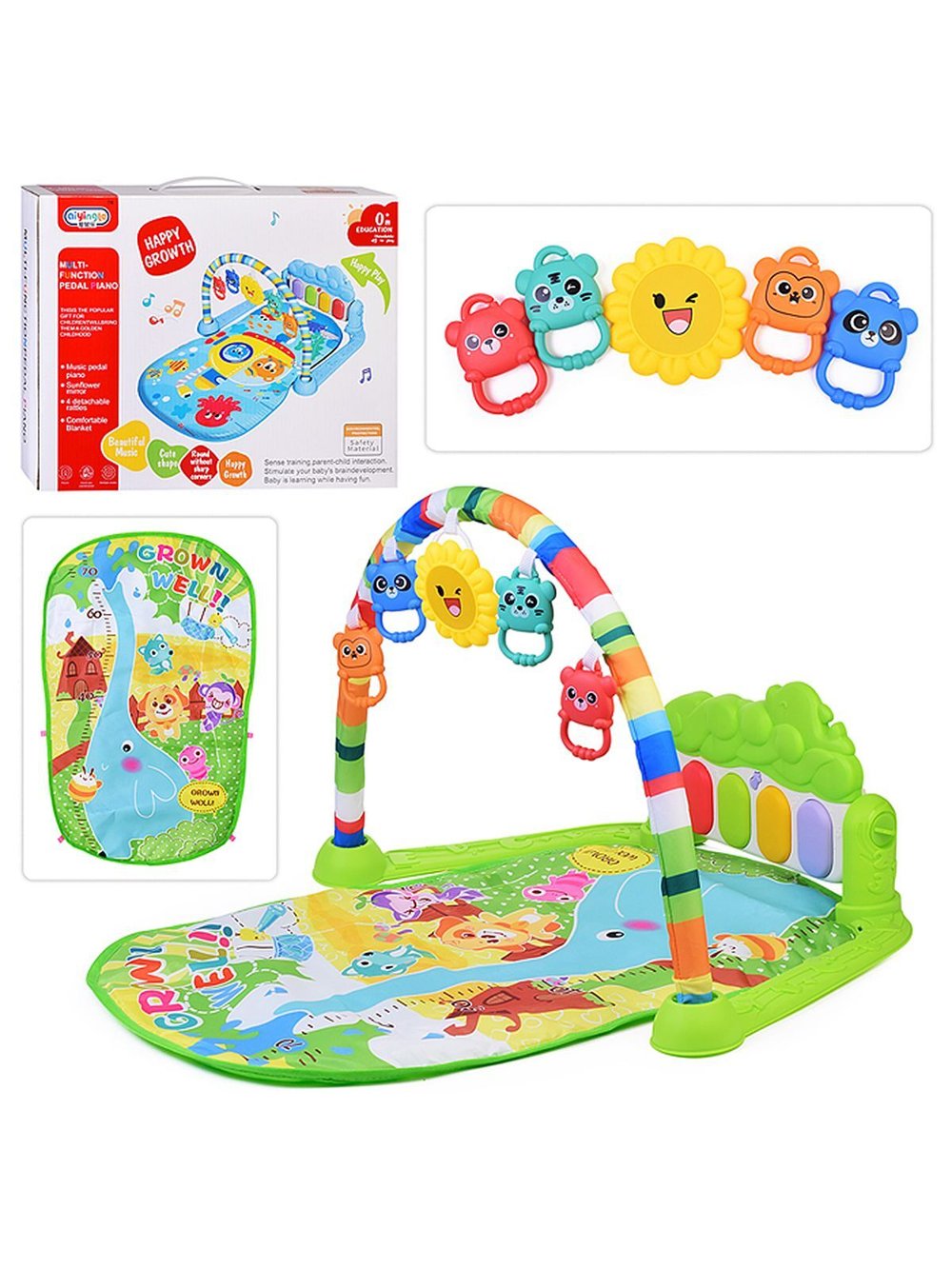 Коврик развивающий Забавные друзья с ростомером, (368-82G)