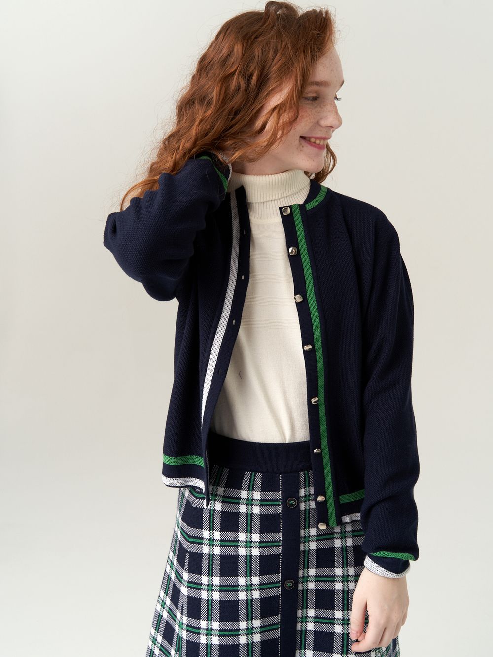 Кардиган бомбер для девочки AT1025 синий