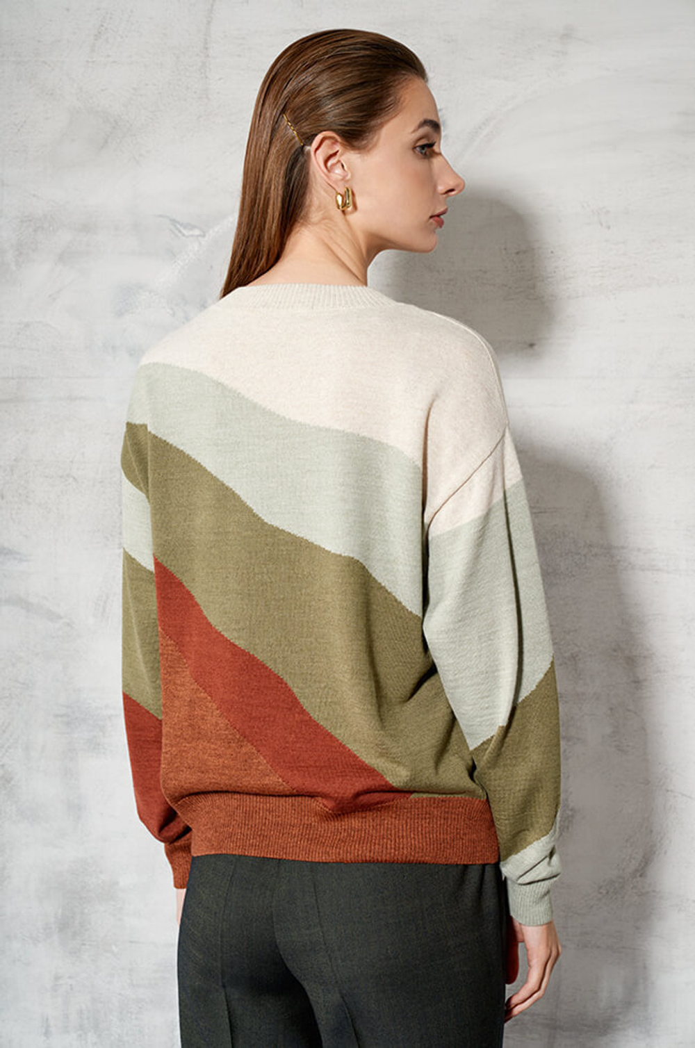 22531 Джемпер женский (терракотово-зеленый)