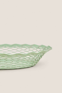 ZARA HOME МЕТАЛЛИЧЕСКАЯ ЧАША С АЖУРНЫМ КРАЕМ, МЯГКИЙ ЗЕЛЕНЫЙ