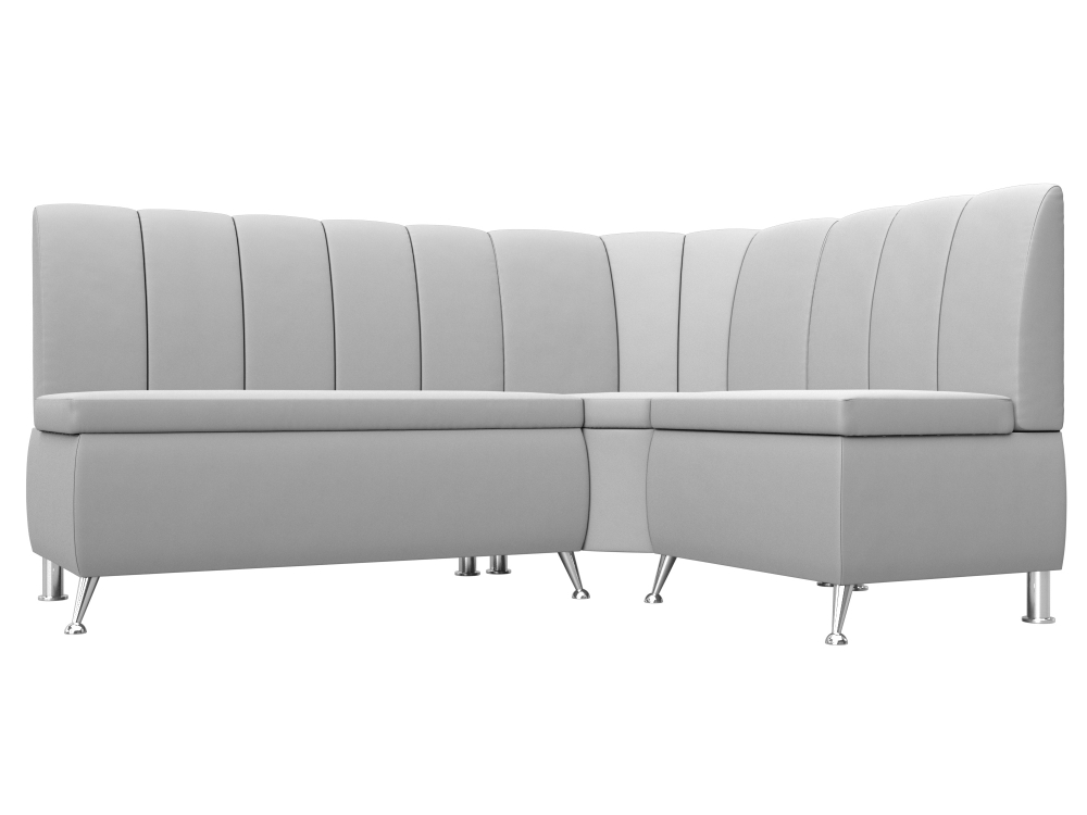 Диван кухонный угловой Кантри правый угол, Белый, Экокожа, 29452