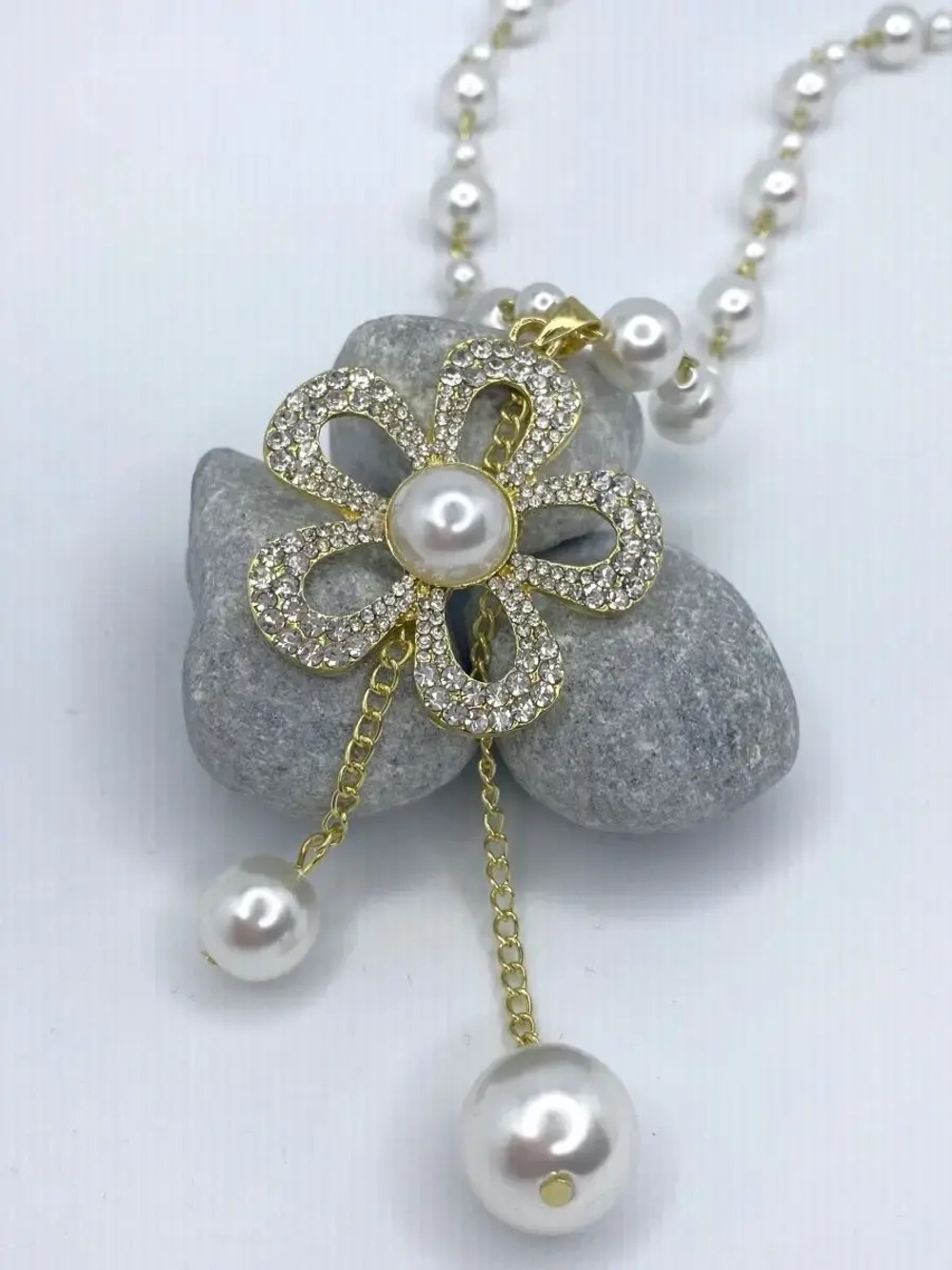 Длинное ожерелье с искусственным жемчугом бусы с подвеской