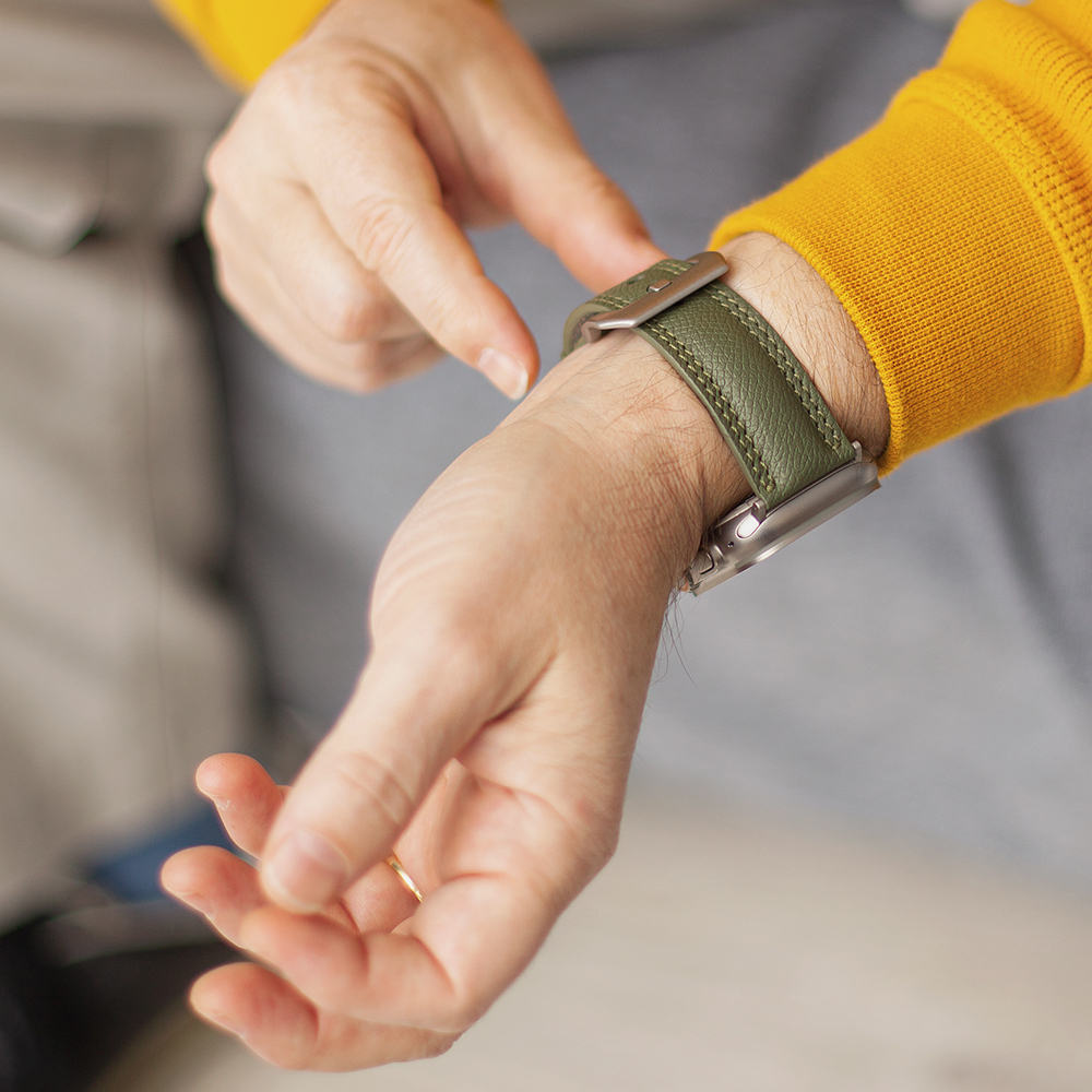 Ремешок для Apple Watch Ultra 49mm из кожи Saffiano, зеленого цвета