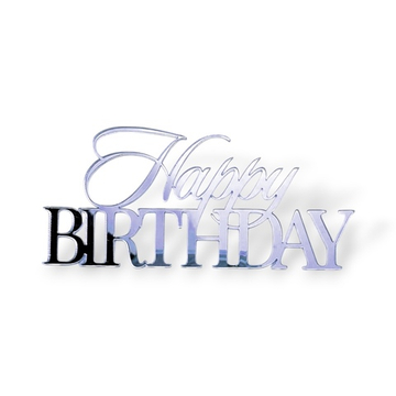 Топпер На Торец "Happy Birthday" 10см ТНС6227 акрил СЕРЕБРО