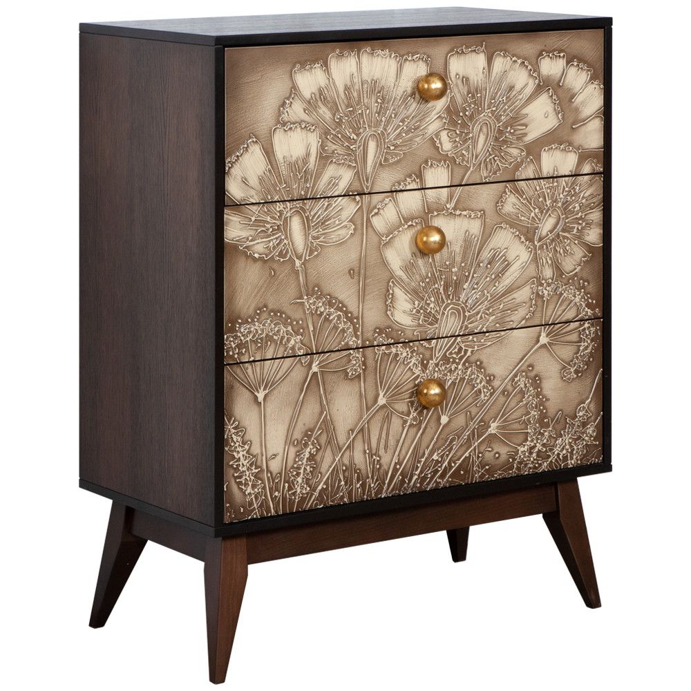 Комод Маки с 3 ящиками Каштан