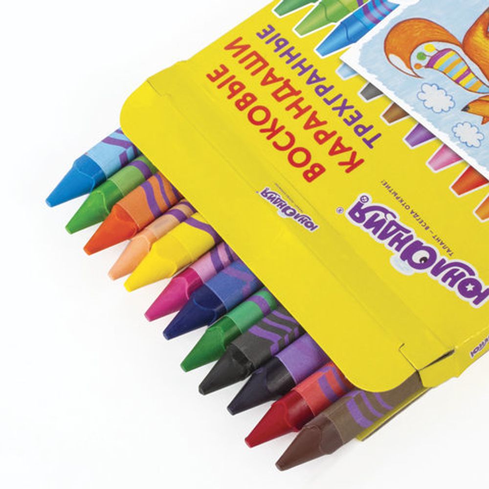 Восковые карандаши трехгранные ЮНЛАНДИЯ "ЮНЛАНДИК И МУДРЫЙ ЛИС", НАБОР 12 цветов, 227289