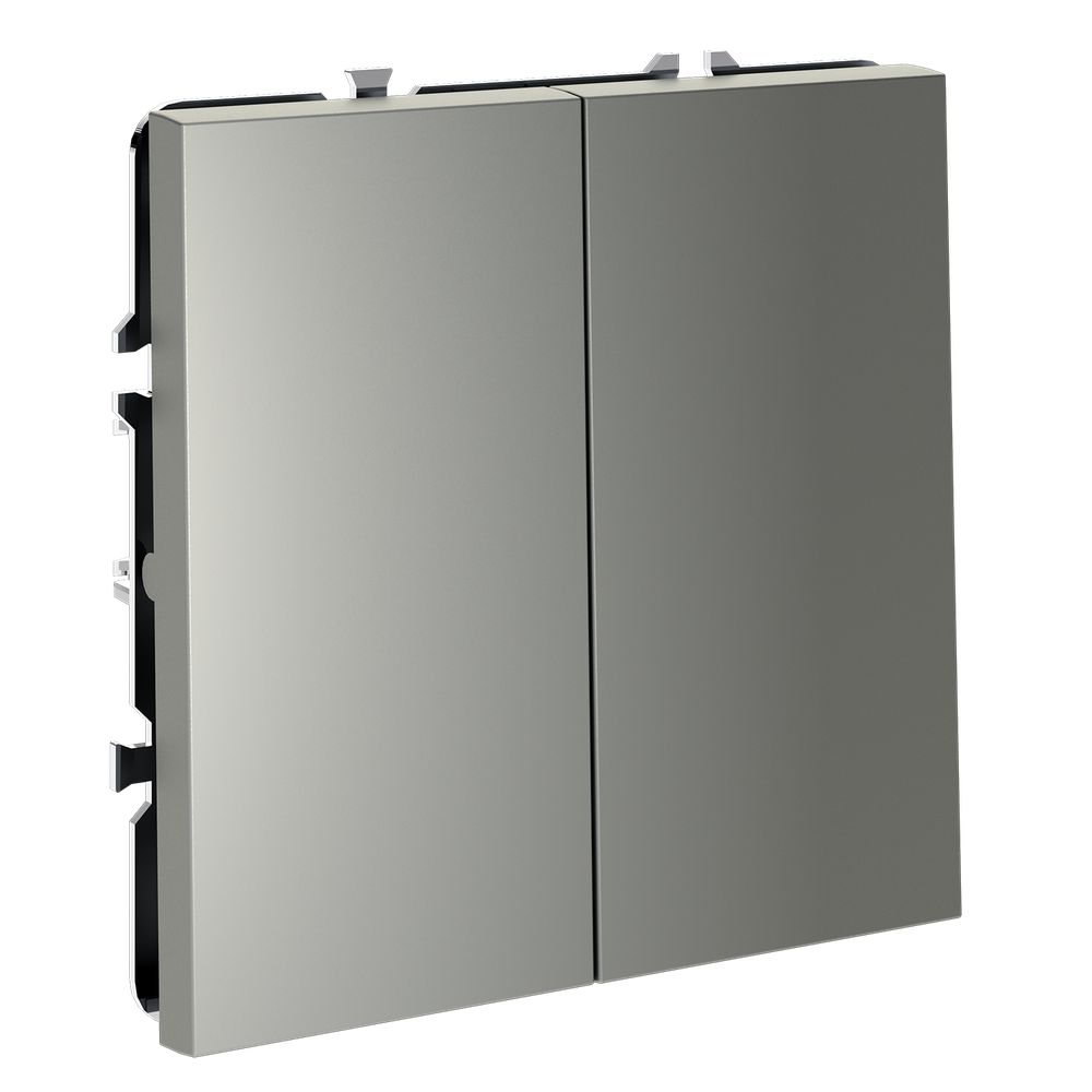 Перекрестный переключатель встраиваемый VOLTUM S70 двухклавишный 10А, (сталь)