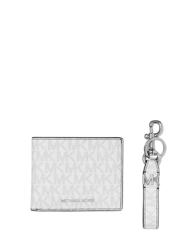 Кошелек Michael Kors Logo Wallet and Key Chain | Белый с черным