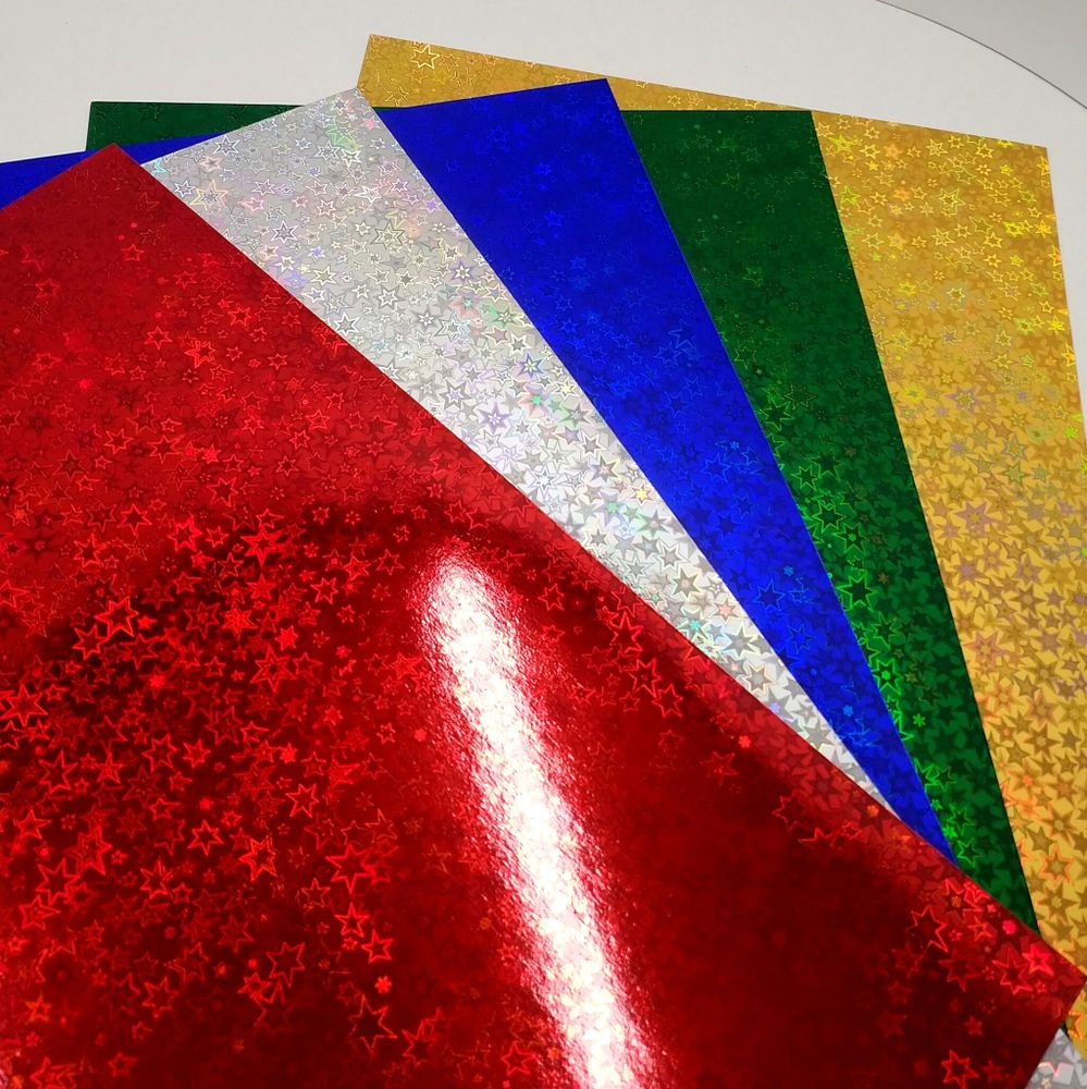 Картон А4 5 цветов фольгированный голографический